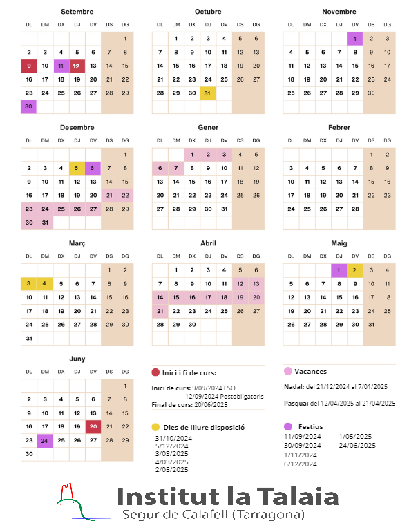 Calendari Escolar 2024-2025 | Imagen