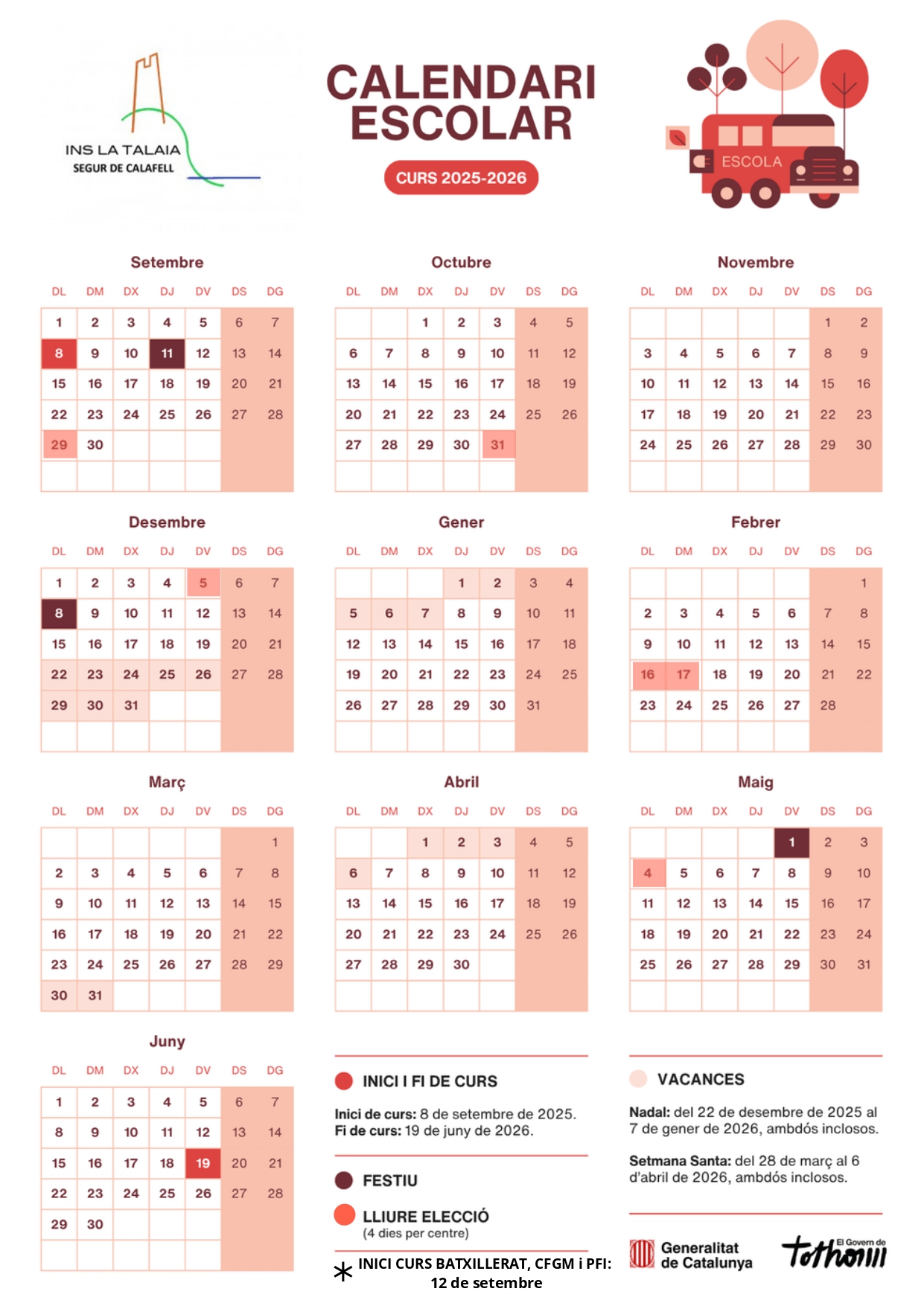 Calendari Escolar 2025-2026 | Imagen