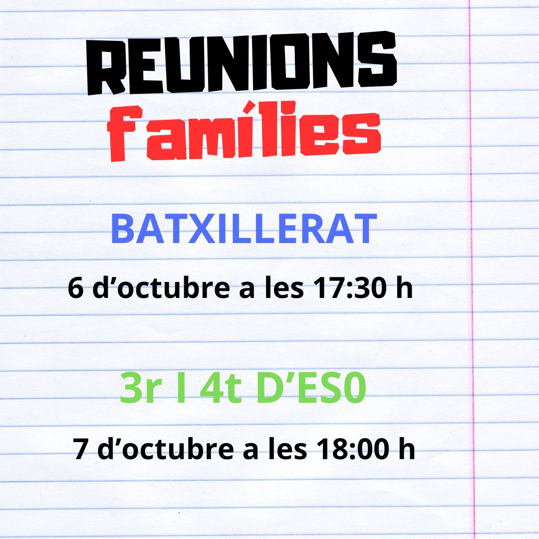 Reunions famílies curs 2025-2026 | Imagen